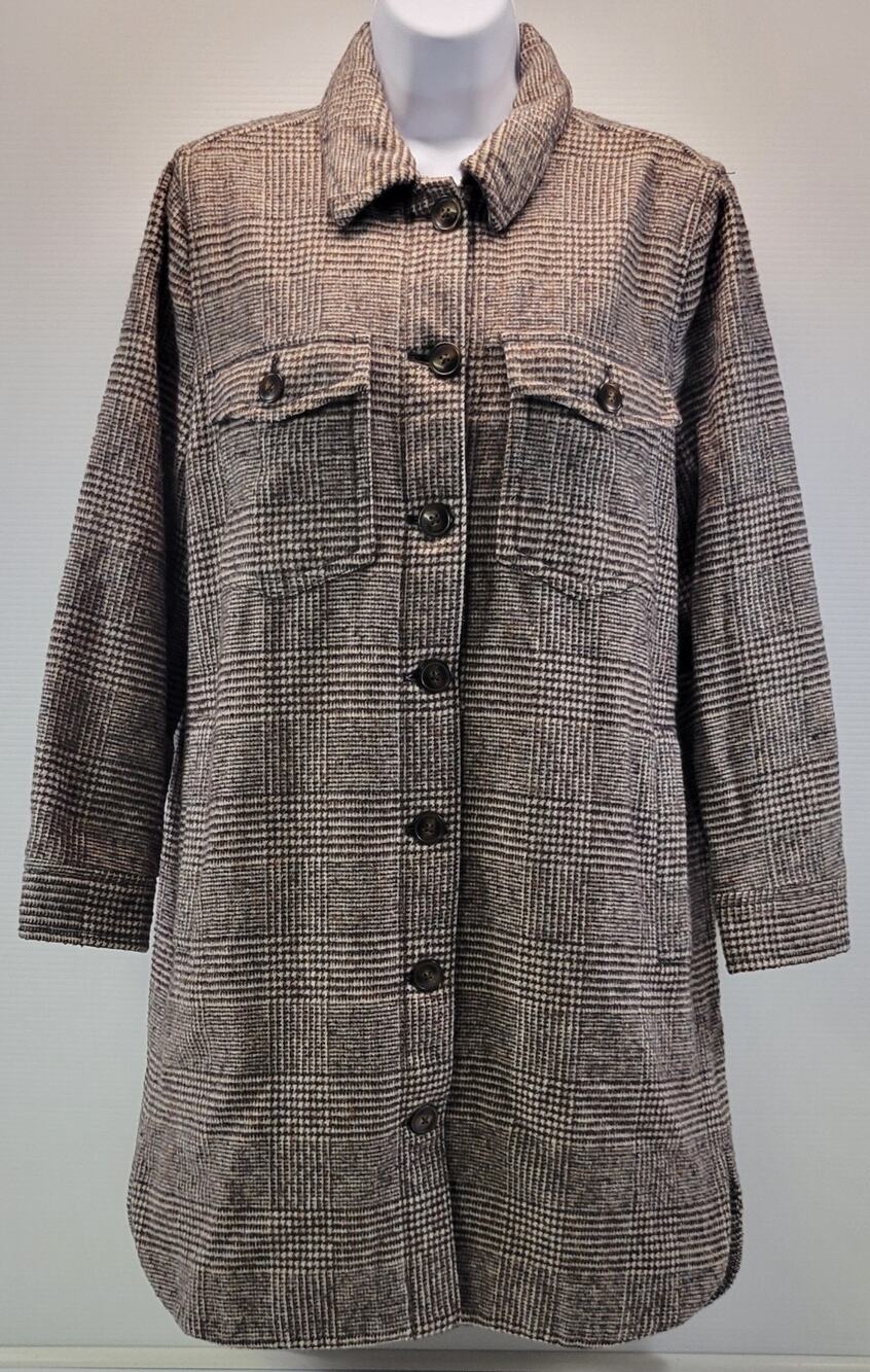 M8) J. Crew Madewell Woman Lucy Boucle Plaid Crossbay Coat Jacket Small